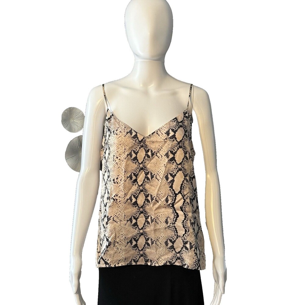 L’Agence Tank Top Silk Camisole Pink Jane Snakeskin Romantic Boho Lined SZ M